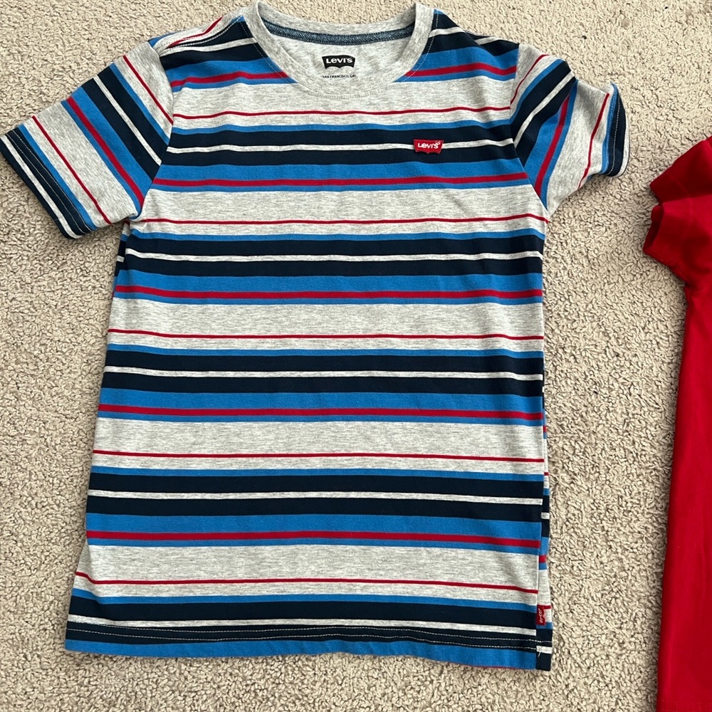Levi's Kids Gray and Blue Striped Tee